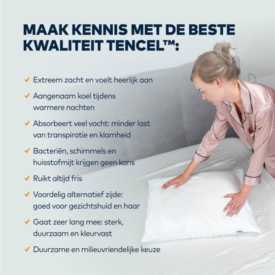 Slowwave NightBreeze kussensloop - 100% TENCEL™ lyocell - Zacht en comfortabel - Beschermt de gezichtshuid - Vochtregulerend - Hypoallergeen en antibacterieel - Kleur: Arctic White - Formaat: 60 x 70cm