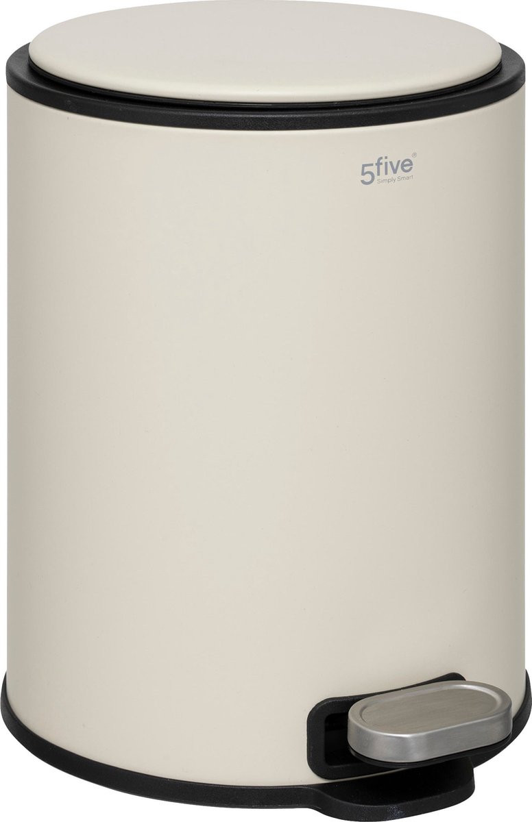 5Five Delta Afvalemmer Soft close Antigeur actief koolstoffilter Uitneembare emmer 6L Klei