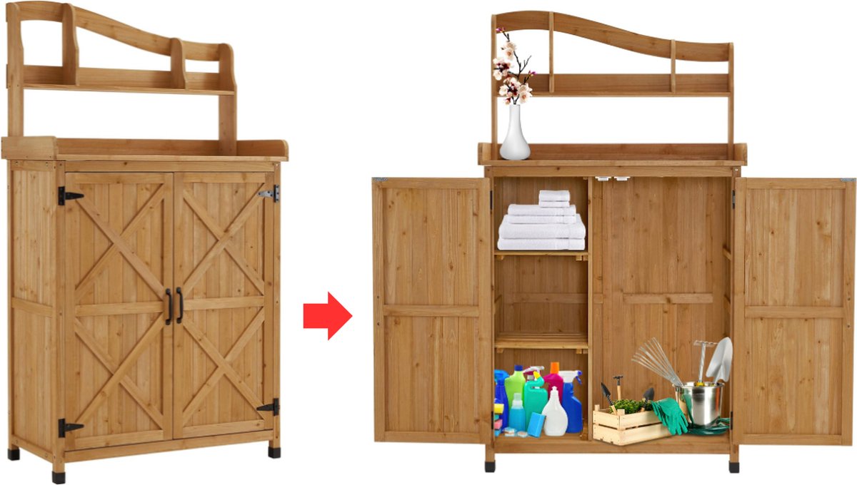 Merklooss Tuinkast Hout Tuinkist Tuinkasten voor Buiten Tuinberging 50x100x170cm Bruin