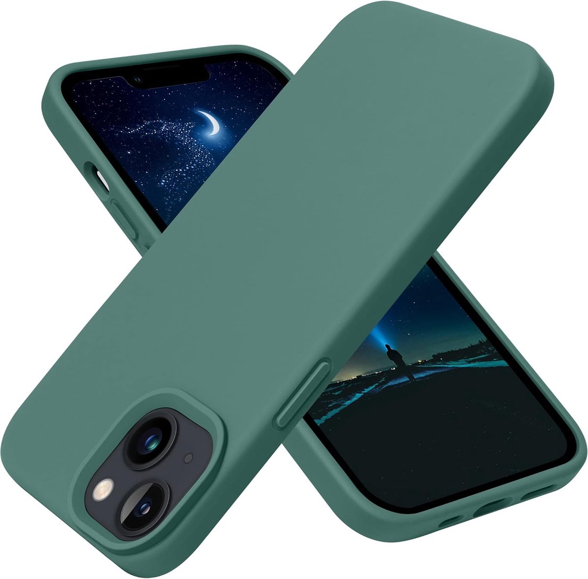 BixB hoesje geschikt voor iPhone 15 Hoesje Siliconen - liquid Backcover - Pine Groen