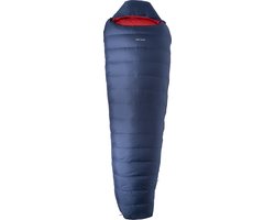 LOWLAND OUTDOOR - KIBO ZERO - Donzen mummy slaapzak  0°C - 995 gr - 225x80 cm - Navy blauw / Rood