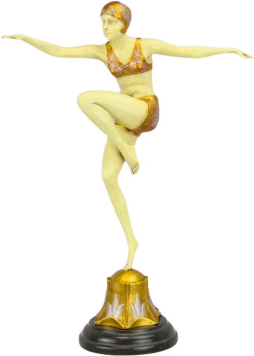 Con Brio - Bronzen Beeld - Kunst Decoratie - Brons Sculptuur - Danseres - Kunstwerk - Woondecoratie - Marmer Sokkel - 35x13x45