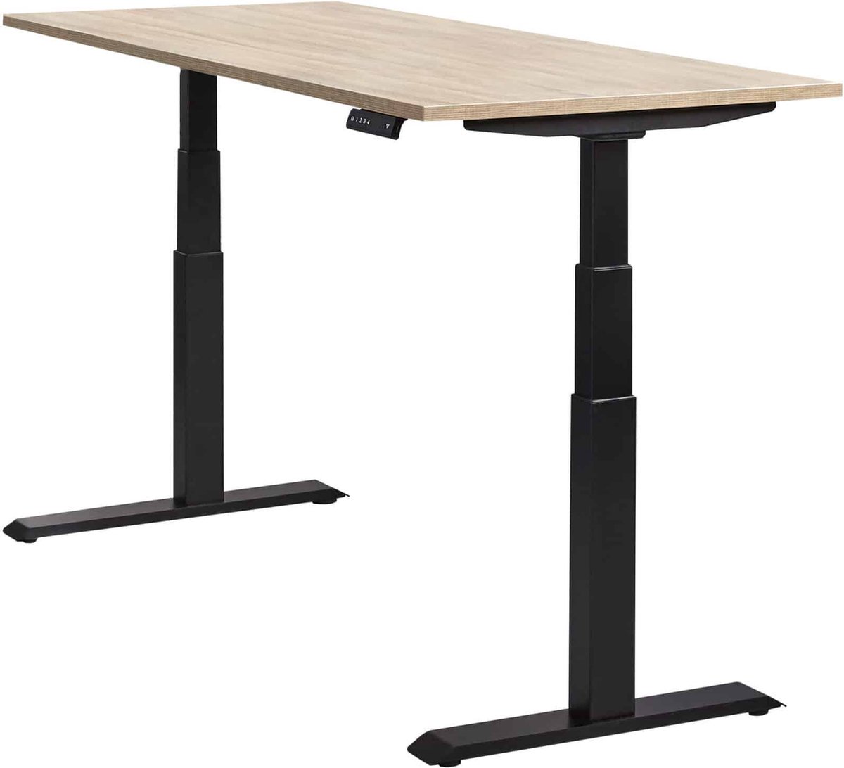 ABC Kantoormeubelen Elektrisch verstelbare zit/sta werkplek Basic breed 140CM diep 80CM bladkleur Logan eiken framekleur Wit (RAL9010) Wit (RAL9010)/Logan eiken