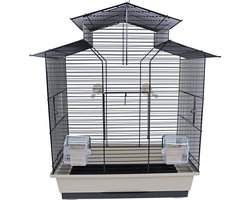 Interzoo Vogelkooi - Complete vogelkooi - Vogelkooien - Vogelkooien voor binnen - 51x30x60,5cm - Zwart / Beige