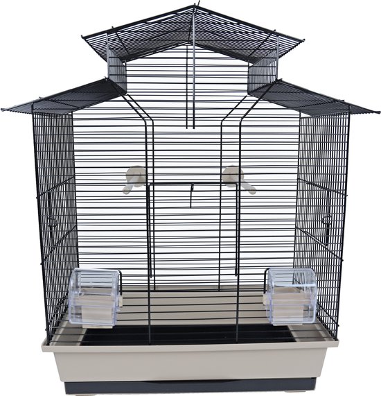 Interzoo Vogelkooi - Complete vogelkooi - Vogelkooien - Vogelkooien voor binnen - 51x30x60,5cm - Zwart / Beige