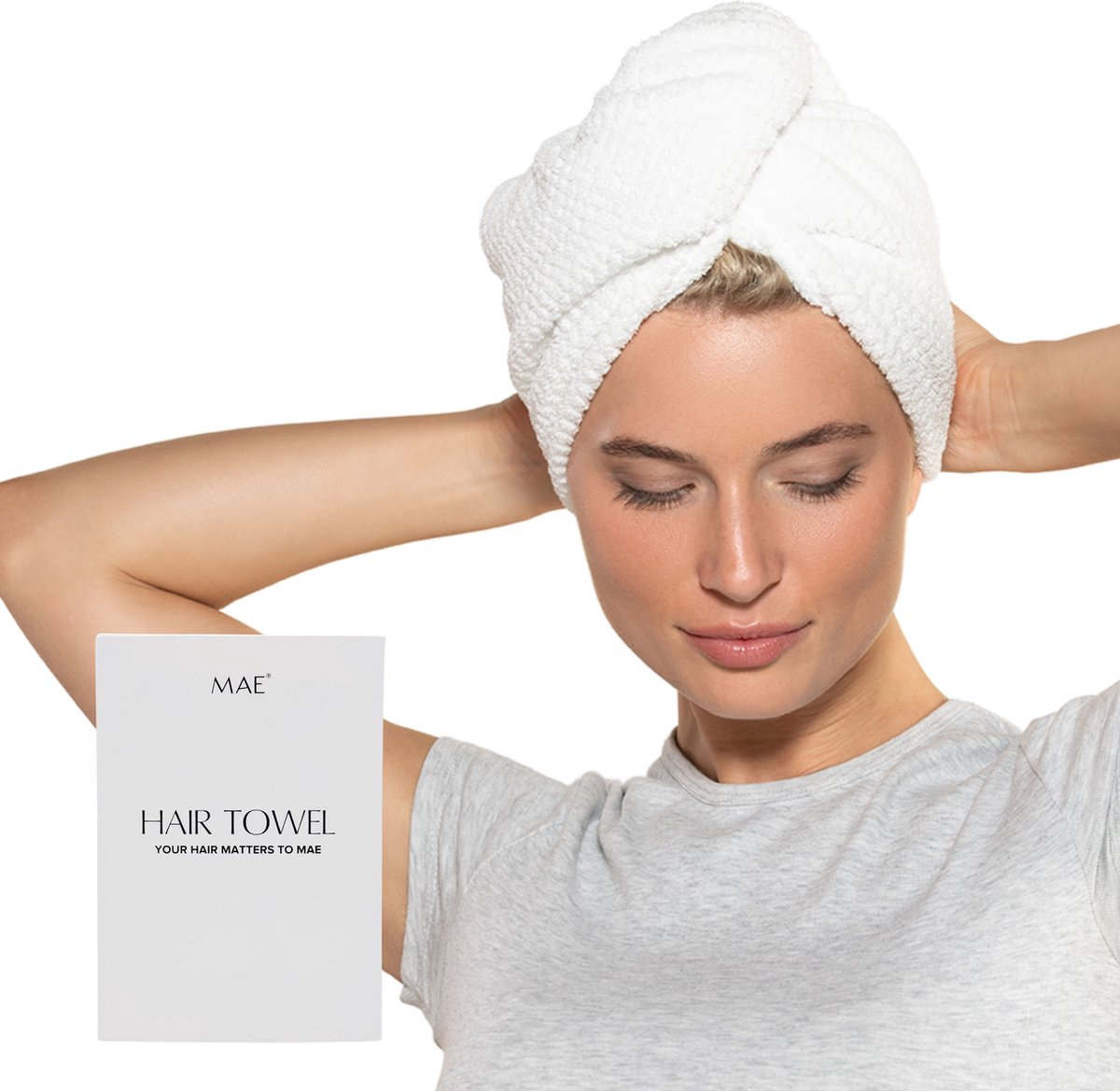 MAE Hair Towel | Haarhanddoek | Microvezel Haarwrap | Sneldrogend | Ergonomisch Ontwerp | Anti Pluis