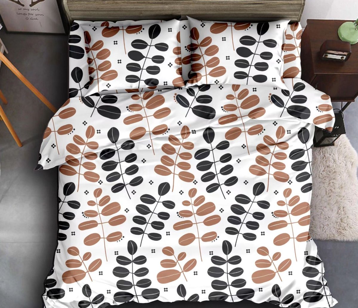 Dekbedovertrek Micropercal - Lits-Jumeaux - 240 x 220 cm - CoffeeLeaf