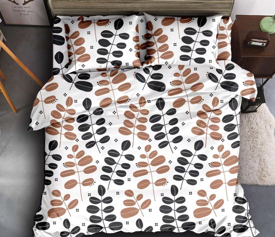 Dekbedovertrek Micropercal - Lits-Jumeaux - 240 x 220 cm - CoffeeLeaf