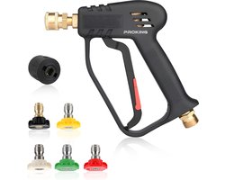 PROKING Short Trigger Gun - Hogedruk accessoires - Quick release voor Karcher - Auto wassen - Foam Gun - Incl 5 opzetstukken PROKING Short Trigger Gun - Hogedruk accessoires - Quick release voor Karcher - Auto wassen - Foam Gun - Incl 5 opzetstukken