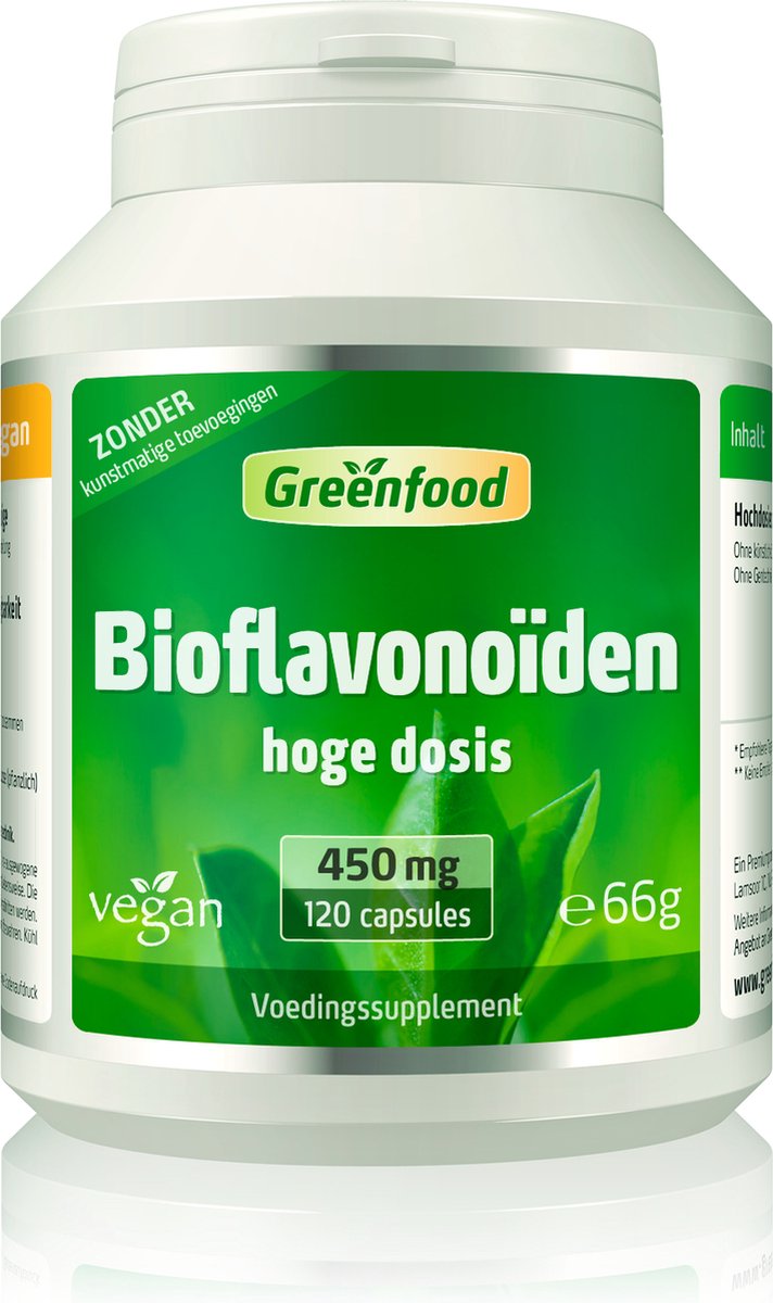 Goedkoopste Greenfood Bioflavonoïden, 450 mg, hoge dosis, 120 capsules - uit citrusvruchten. Zonder kunstmatige toevoegingen. Zonder genetische manipulatie. Veganistisch.