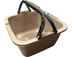 HL Afwasbak – Vierkante Afwasteil – 18,5 Liter – Beige – Met Hengsel – Wasbak – Keuken & Huishouden – Camping - 39x39x22cm