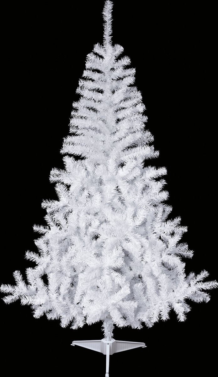JJA - Kunstmatige besneeuwde kerstboom op voet 150 cm wit realistisch