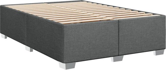 vidaXL - Sommier tapissier - avec - matelas - tissu - gris foncé - 140x190 - cm