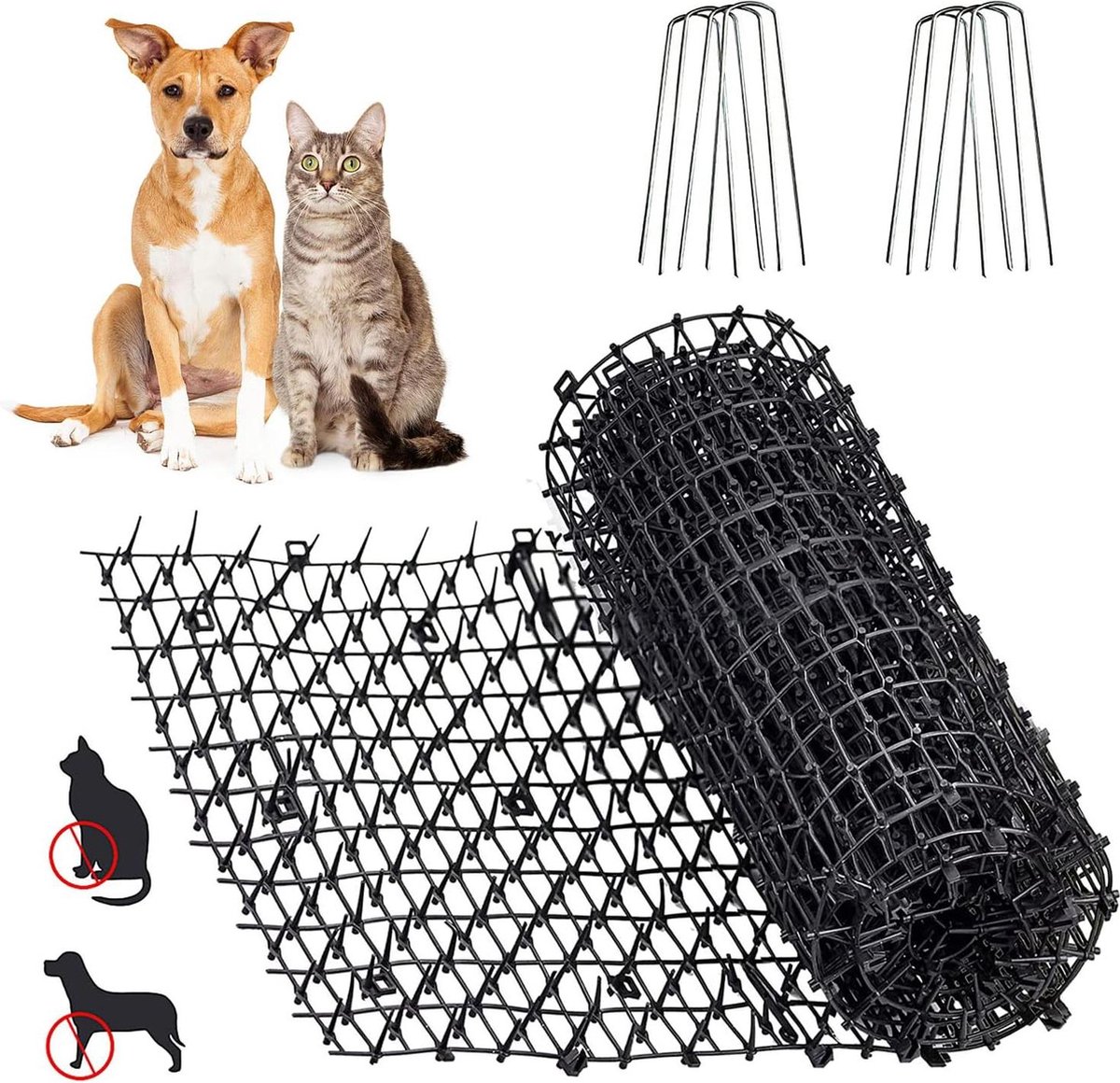 Kattenverjager - Kattenafweer voor buiten tuin - Kat afschrikmat hond en kat - Afweer outdoor - Dierenbarrière met spikes - Binnen en buiten - 200 cm x 28 cm kattenverjager