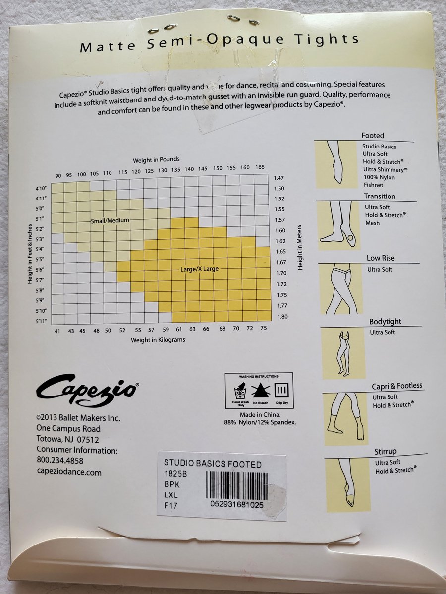 Capezio - Studio Basics - Footed - 1825B - BPK - LXL