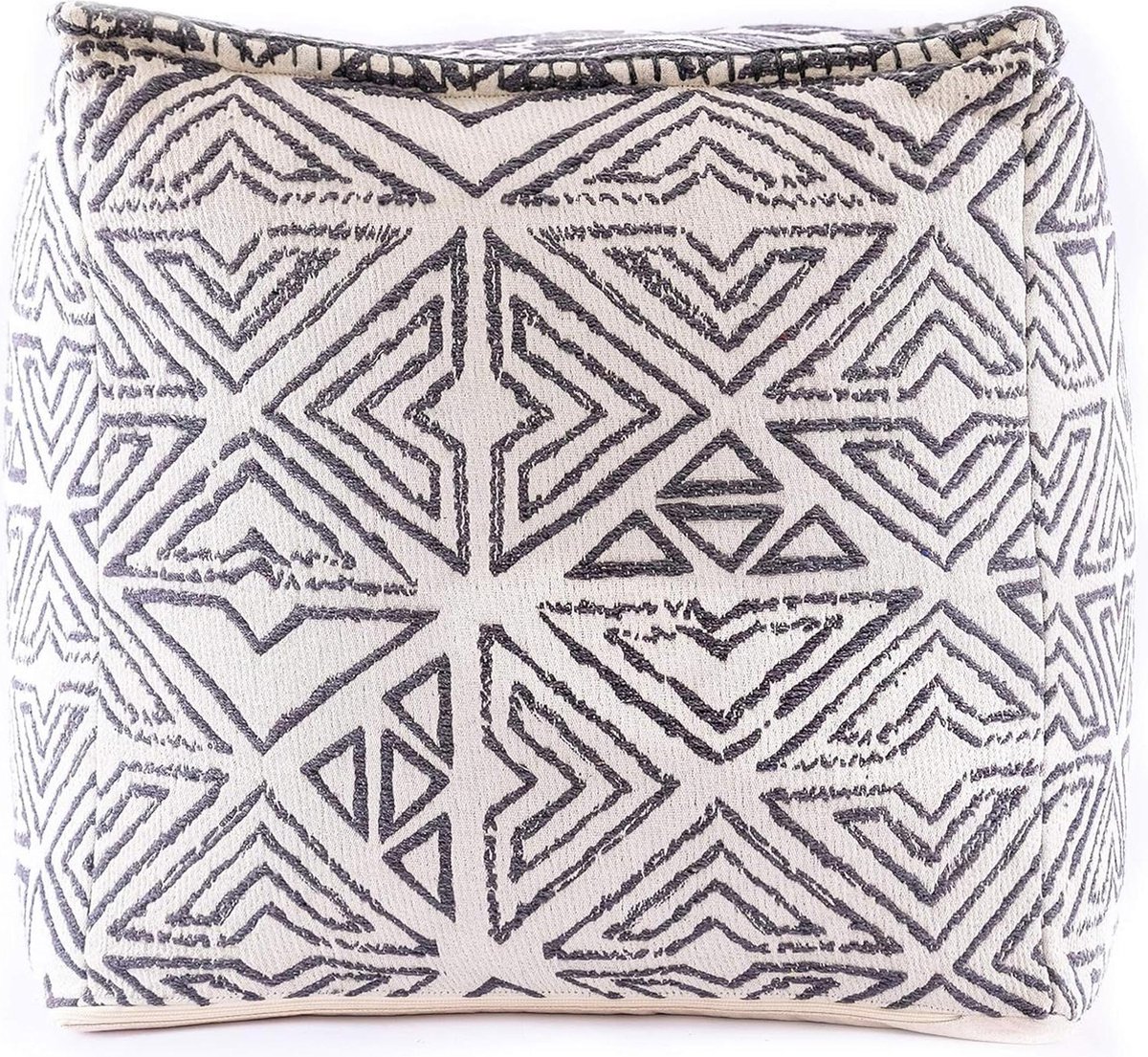 Boheemse poef kubushoes - 50 cm - ambachtelijke kamerdecoratie - Boho Chic Ottomaanse met fringe - zithoekaccessoires