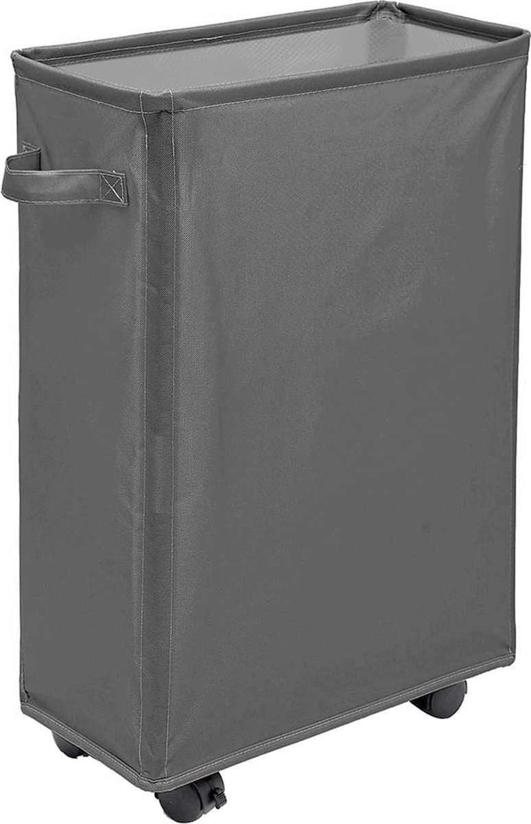 Goedkoopste Dunne Opvouwbare Wasmand Op Wielen - Rechthoekige Organizer voor Vuile Kleding - 40 L Donkergrijs