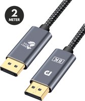 Bol.com Grey Fox Displayport Kabel - 8K 60Hz - 4K 144 Hz - 32.4GBps - DP 1.4 - DP Kabel - 2 meter aanbieding