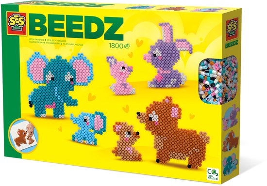 SES Beedz - Schattige Familie Dieren - 2100 strijkkralen - met legbord - PVC vrij