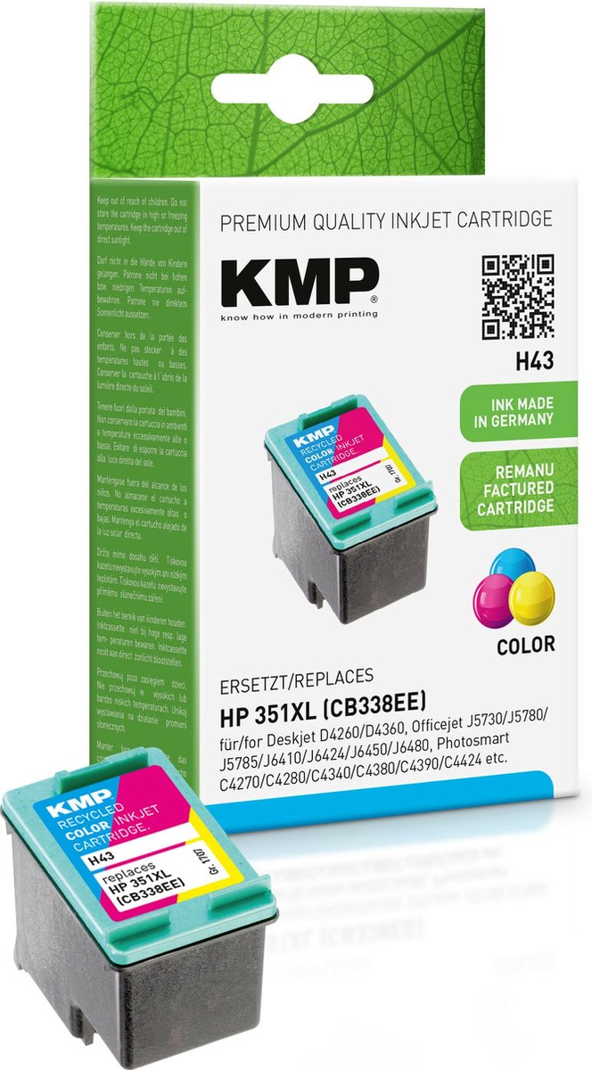 KMP H43 inktcartridge 1 stuk(s) Cyaan, Magenta, Geel