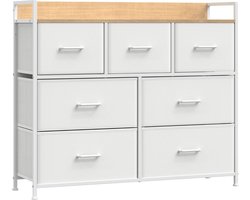 Ladekastje – Ladekastje hout – 7 laden – Ladekasten slaapkamer – Commode – Ladenkastje – Hout – Stof – Metaal