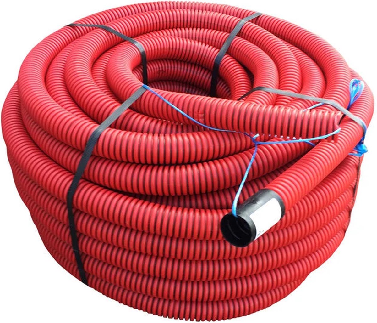 Kabelbeschermingsbuis 40 mm - mantelbuis met trekkoord - rood 25 meter