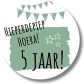 5 Jaar Verjaardag Groene Traktatiestickers | Stickers Uitdelen Trakteren | 20 Stuks