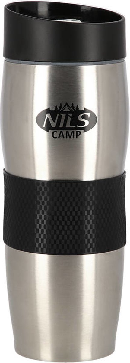 Nils Camp NCC05 Serie - Thermische Beker - RVS en Rubber - Czarno-Srebrny Design
