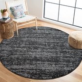 Relax Oslo - Laagpolig Effen Vloerkleed - Rond - Modern Tapijt - Zwart Grijs- 150 CM Ø