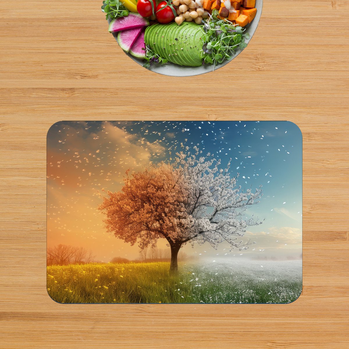 Luxe Placemat - Boom in Alle Seizoenen - Lente - Zomer - Herfst - Winter - Set van 6 Placemats - 40x30 cm - 2 mm dik Vinyl - Anti Slip - Afneembaar — cadeau in Wonen & Interieur - foto 4