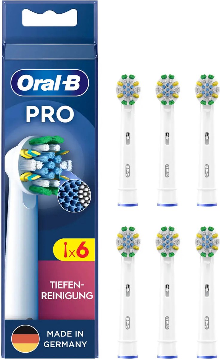 Oral-B Pro DiepteReiniging - Originele Tandenborstelkoppen voor Elektrische Tandenborstels - 6 stuks Wit