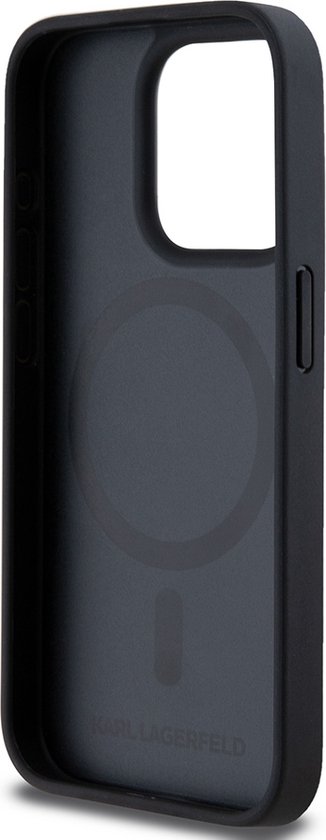 Karl Lagerfeld Backcase case adapté pour iPhone 15 Pro Max - Zwart uni - Simili cuir