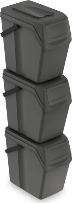 Prosperplast Mülleimer Abfalleimer Mülltrennsystem 105L - 3x35L Behälter Sorti Box Müllsortierer