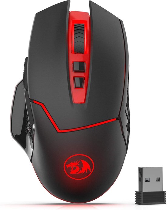 StayPowered Draadloze Gaming Muis - Verbeter Jouw Game-ervaring - 4000 DPI - 2,4 GHz Verbinding - 5 DPI Niveaus - 7 Macrotoetsen - Rode LED-verlichting - Pro Software - Compatibel met PC/Mac/Laptop - Zwart - Levering Sneller dan Aangegeven!