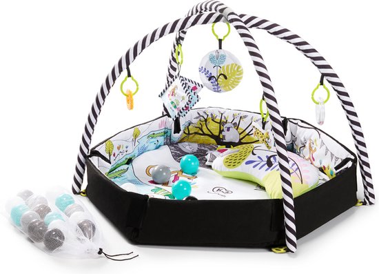 Kinderkraft SMARTPLAY - speelmat, speelkleed, educatieve mat - met boxfunctie - tummy-time kussen - accessoires: hangende rammelaar, 5 speeltjes, 30 ballen - voor pasgeborenen - geschikt - meerkleurig van Kinderkraft — afbeelding 2