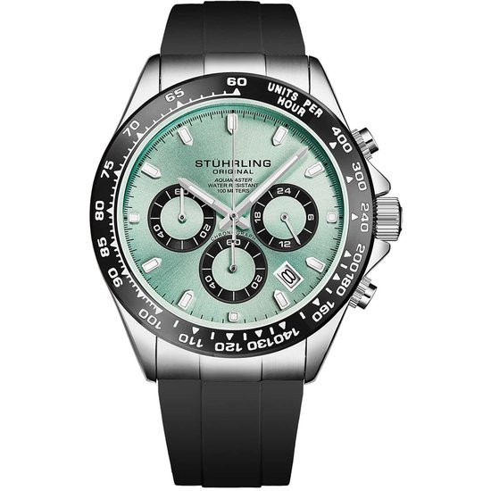 Foto: St hrling aquamaster 4050 42mm chronograaf horloge horloge heren horloges voor mannen waterdicht 100m tachymeter bezel