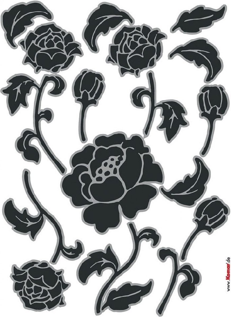 Komar - Muursticker - Black Roses - Zelfklevend - Muurdecoratie - Stickers - 50 x 70 cm