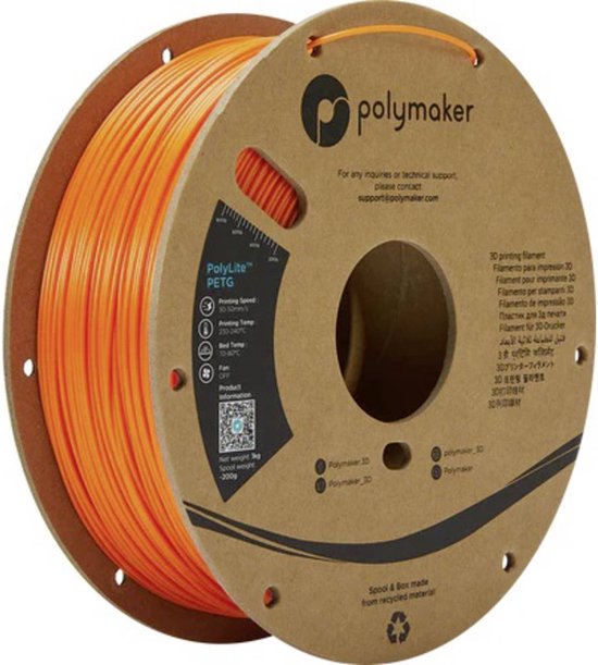 Polymaker PB01009 PolyLite Filament PETG Hittebestendig, Hoge treksterkte 1.75 mm 1000 g Oranje 1 stuk(s)