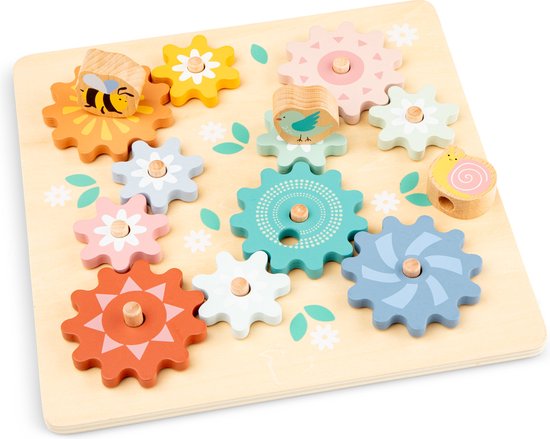 New Classic Toys - Puzzle en bois avec Engrenages rotatifs Jardin - FSC