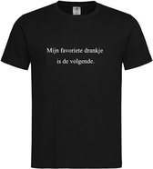 T-shirt unisexe Adultes texte drôle "Ma boisson préférée est la suivante." Sur le devant | manche courte | Noir / blanc | taille XL