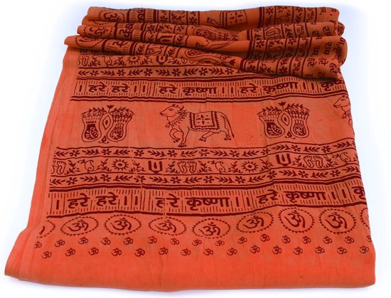Meditatie omslagdoek Maha, XL, 220 x 106 cm, donker perzik/oranje — afbeelding 2