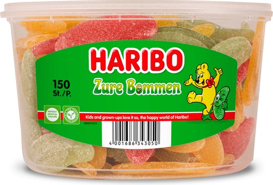 Foto: Haribo zure bommen 150 stuks 1350 g