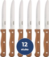 Bol.com Steakmessen - ronde punt - BRUIN - 12 stuks - Olympia - CS717 aanbieding