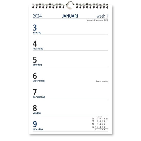 Castelli - weekkalender 2025 - met ringband - week per pagina - formaat A5 - made in Italy - wire-o gebonden - neutraal dekblad