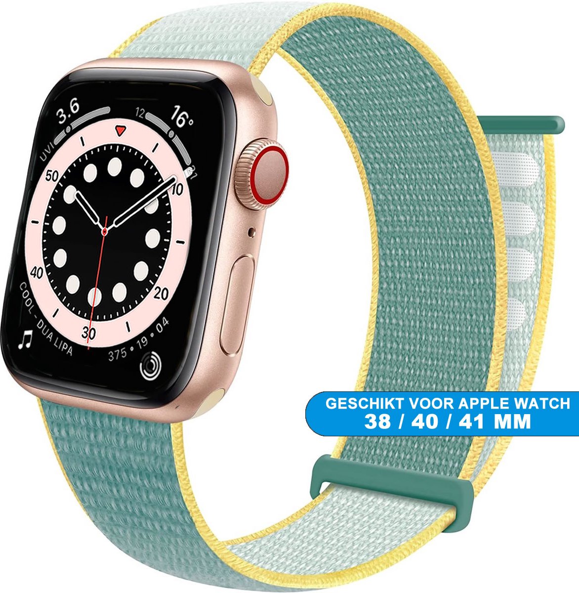 Bandje geschikt voor de Apple Watch 38/40/41 mm - Series SE , 1 , 2, 3, 4, 5, 6, 7 en 8 - Klittenband sluiting - Bright Sunny
