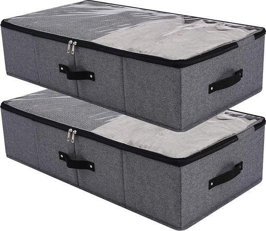 2x Stevige Opbergdozen Onder Het Bed Met Deksel - Ideaal Voor Kleding Dekens En Schoenen