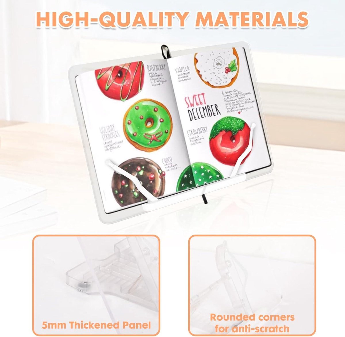 Acryl Kookboek Leerboek Bureaustandaard 360° Draaien Verstelbare Opvouwbare Display Boek Houder voor Recept Tijdschrift Tablet Laptop
