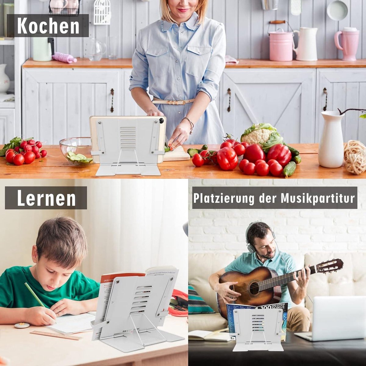 Boekenstandaard, boekhouder met metalen beugel Boekenstandaard, boekhouder met metalen beugel