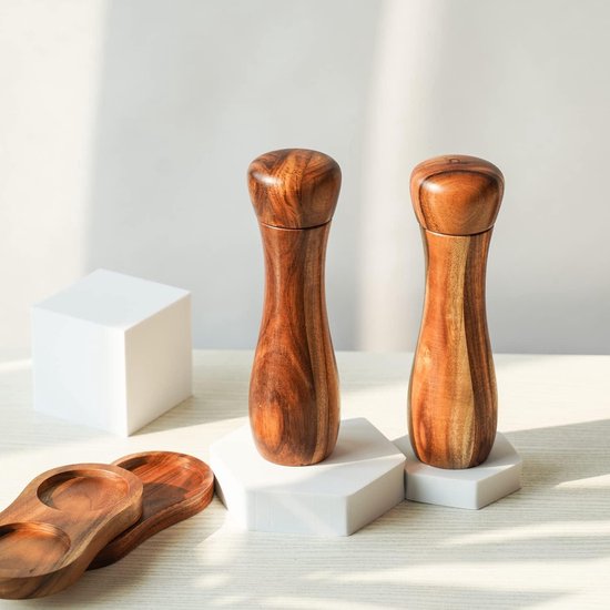 Timmers trading Luxe Peper en Zoutmolen Set - Acacia Hout & RVS - 21cm - 2 stuks kopen? | | Specerijmolens