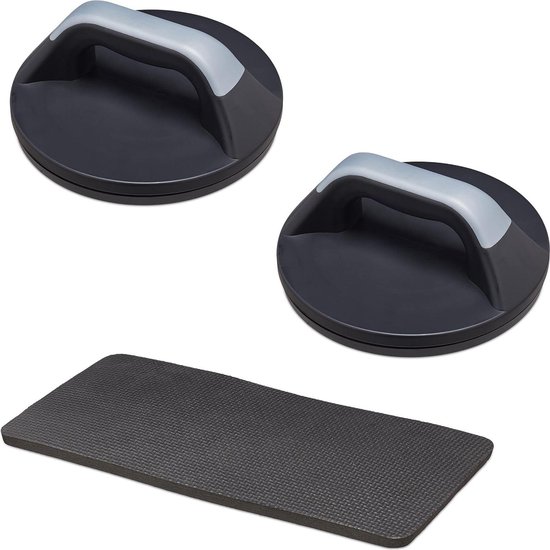 Fitnesswiel met kniemat voor thuis - Antislip buikspiertrainer met handgrepen in het